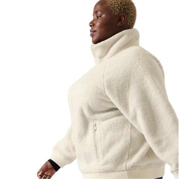 Athleta Cream Tugga Sherpa Jacket Sz 1X - Picture 2 of 10